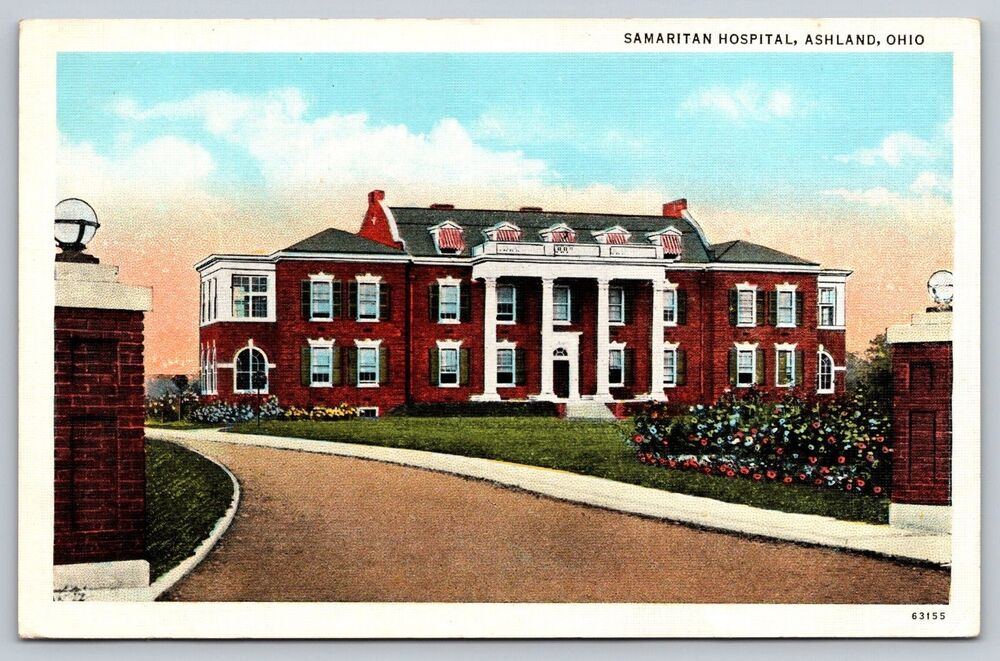 Antique Postcard Ashland OH Samaritan Hospital Linen Curt Teich 1917 Ohio